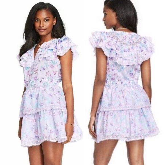 NWOT LoveShackFancy x Target Lou Floral Purple Ruffle Dress - Picture 2 of 6